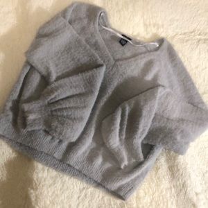 super fluffy gray sweater